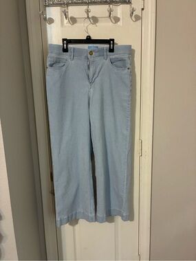 Draper James Pale Blue  and White Striped Wide-Leg Jeans
